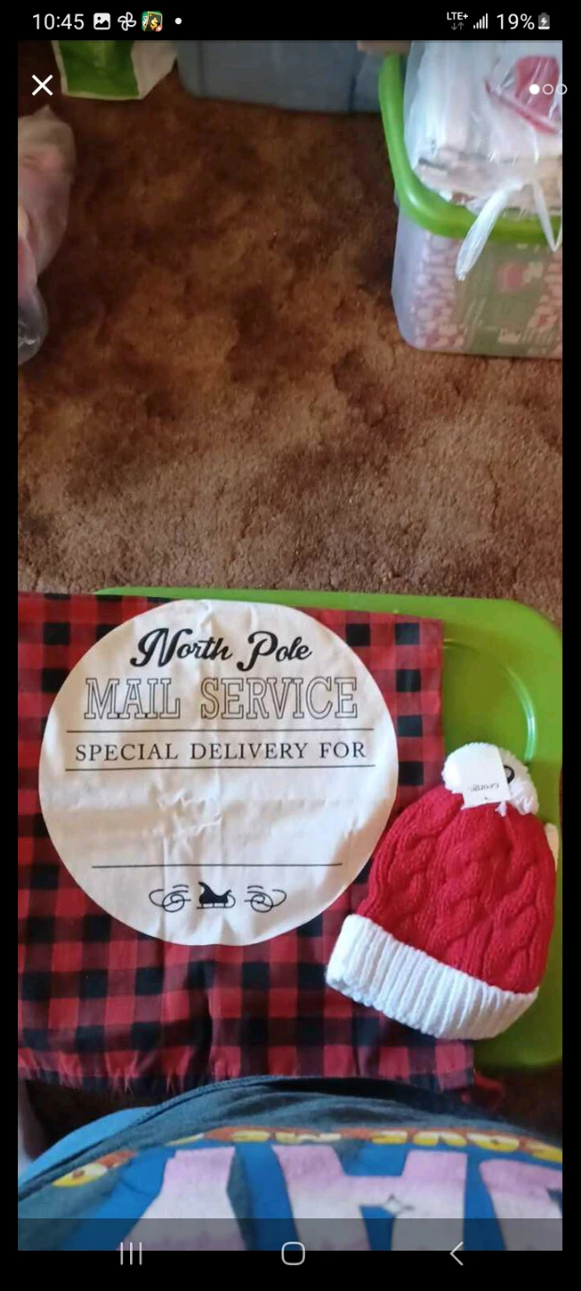 North Pole Mail Service Bag and Santa Hat