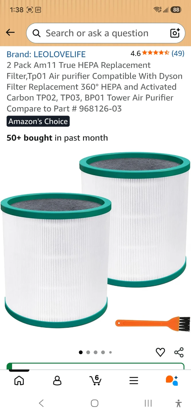 HEPA filters for Dyson air purifier/fan