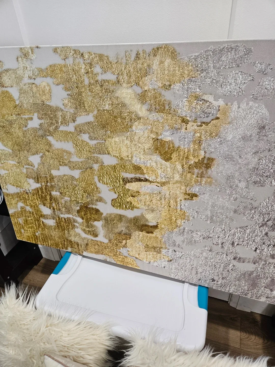 Abstract Gold and Silver Leaf Canvas Art - photo 2