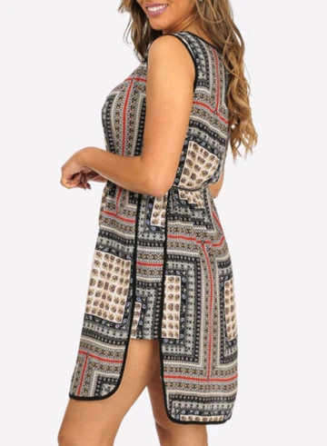 Printed Sleeveless High-Low Dress