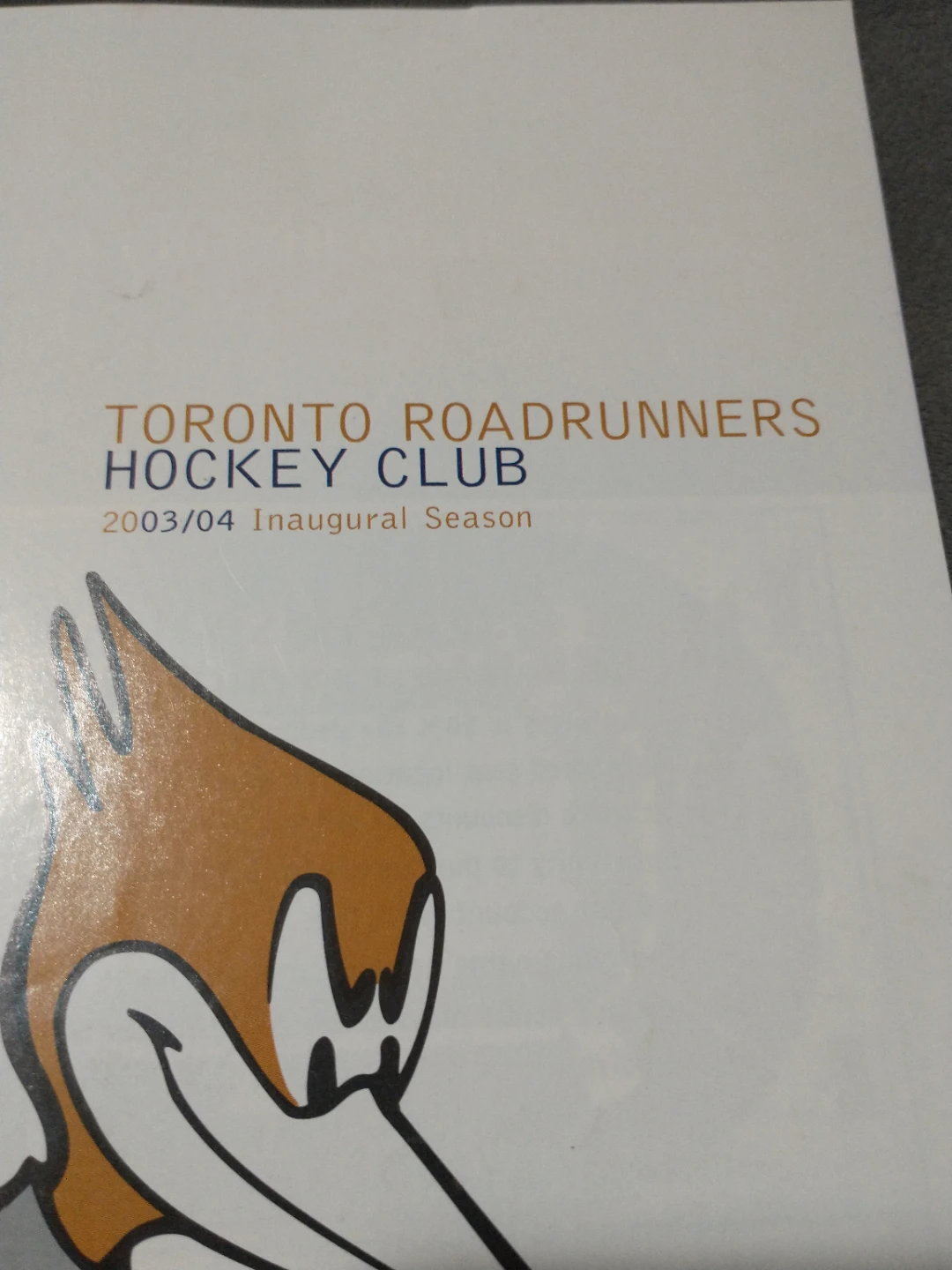 Defunct Toronto Roadrunners 2003/04 Inaugural Season Brochure - photo 2