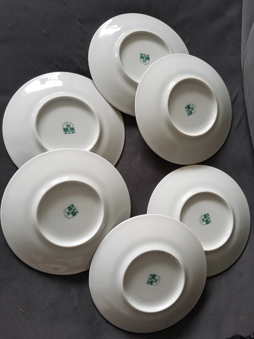 Set of 6 White Saucers from Czech Republic