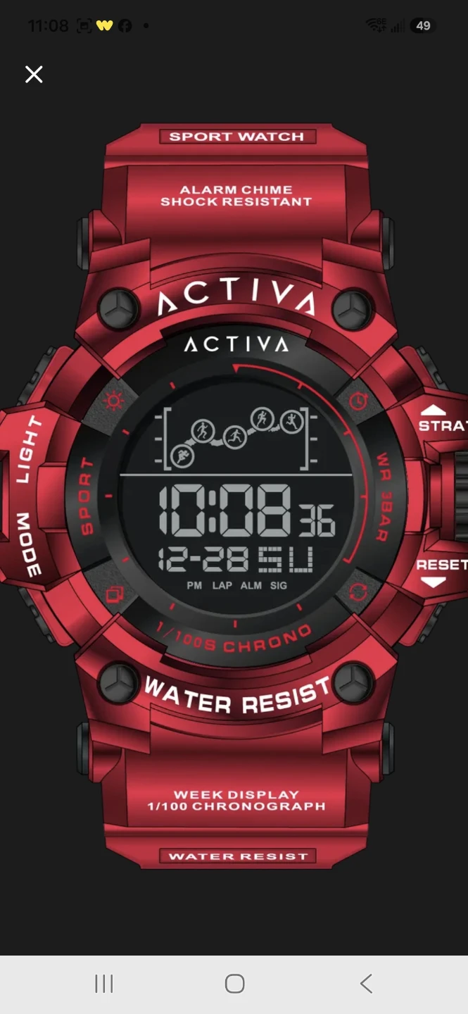 Activa By Invicta 50mm Digital Unisex Watch Red ACW8082-032 - photo 2