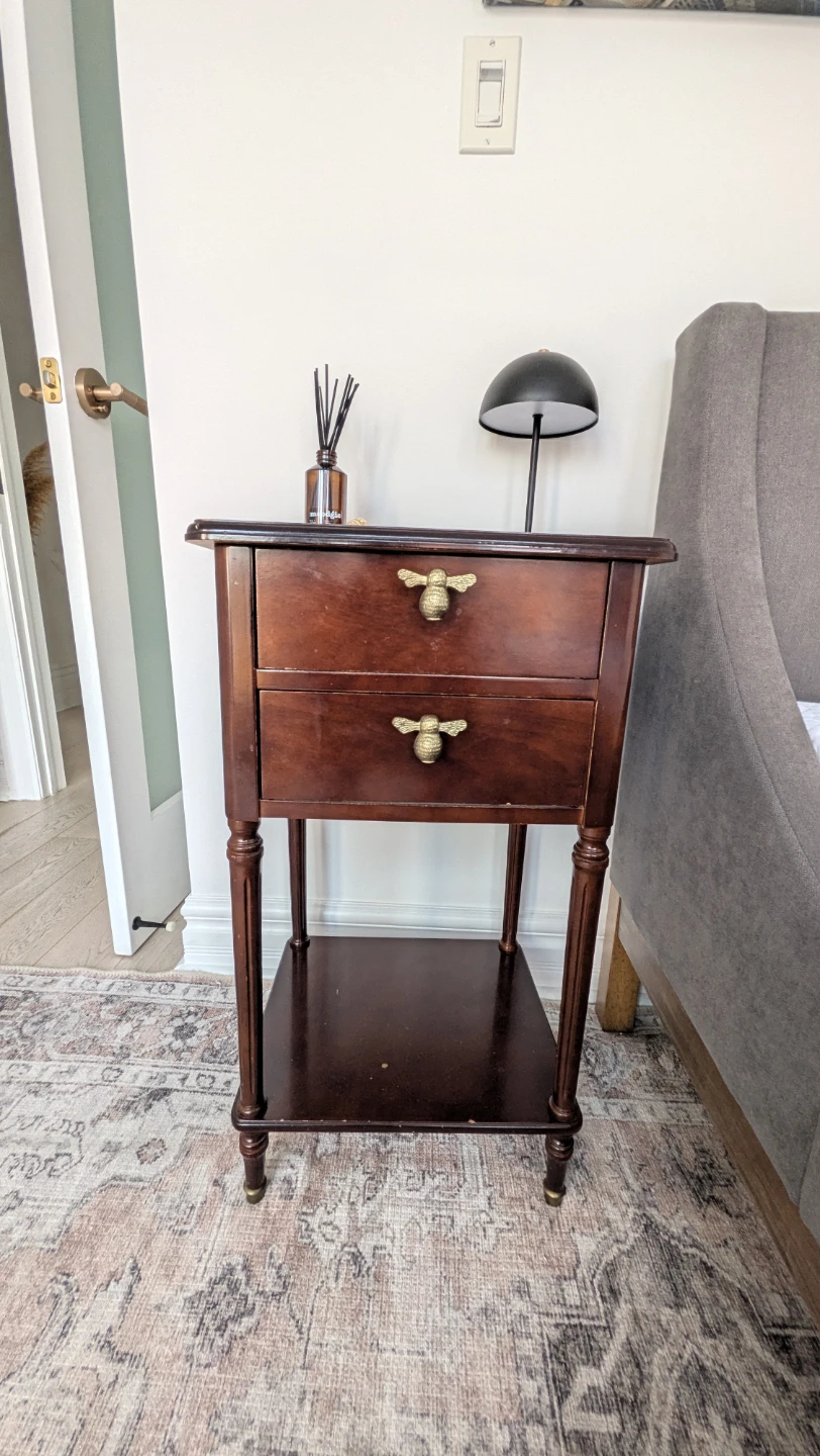 Vintage Wooden Side Table with Bee Knobs