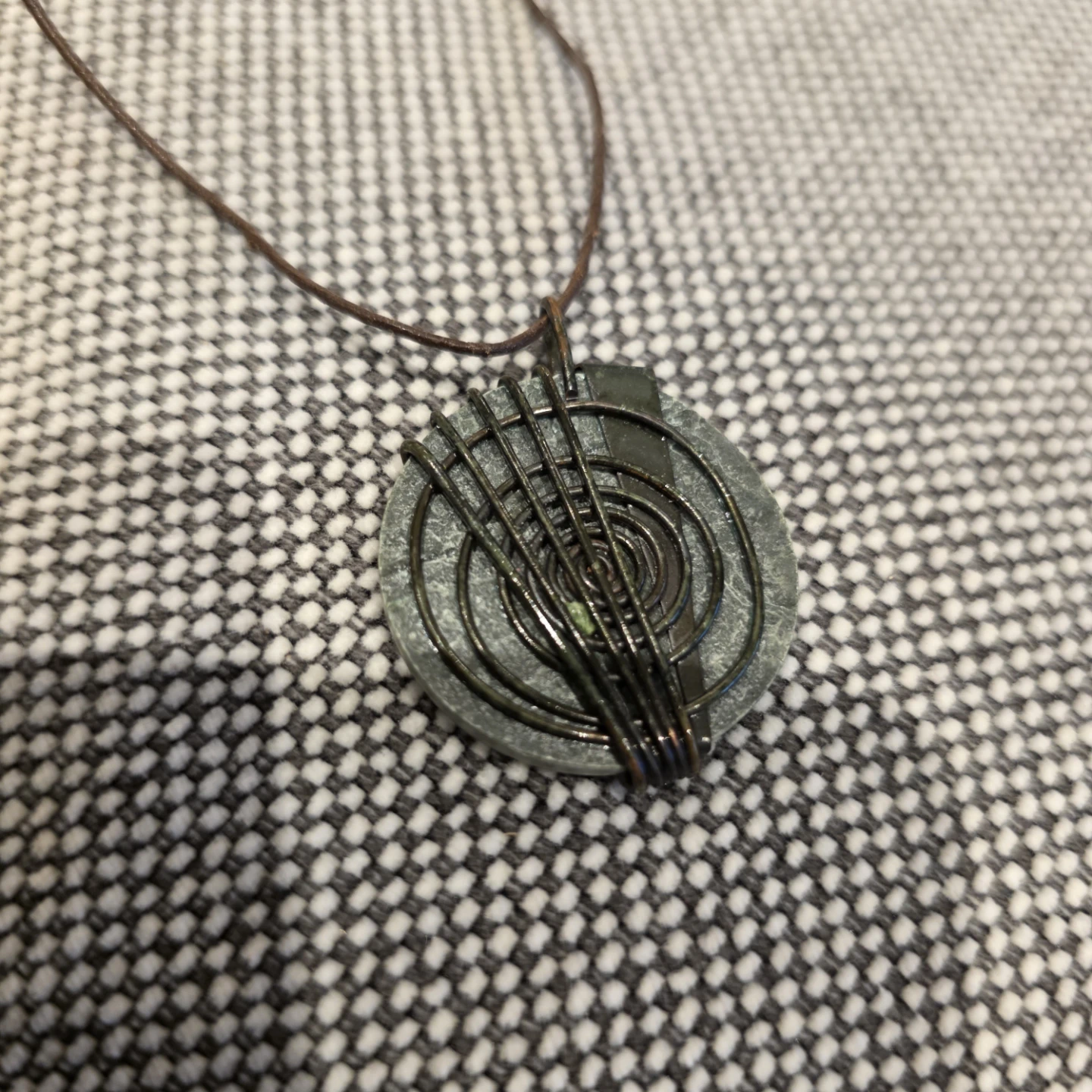 Handcrafted European Wire Wrapped Stone Pendant Necklace