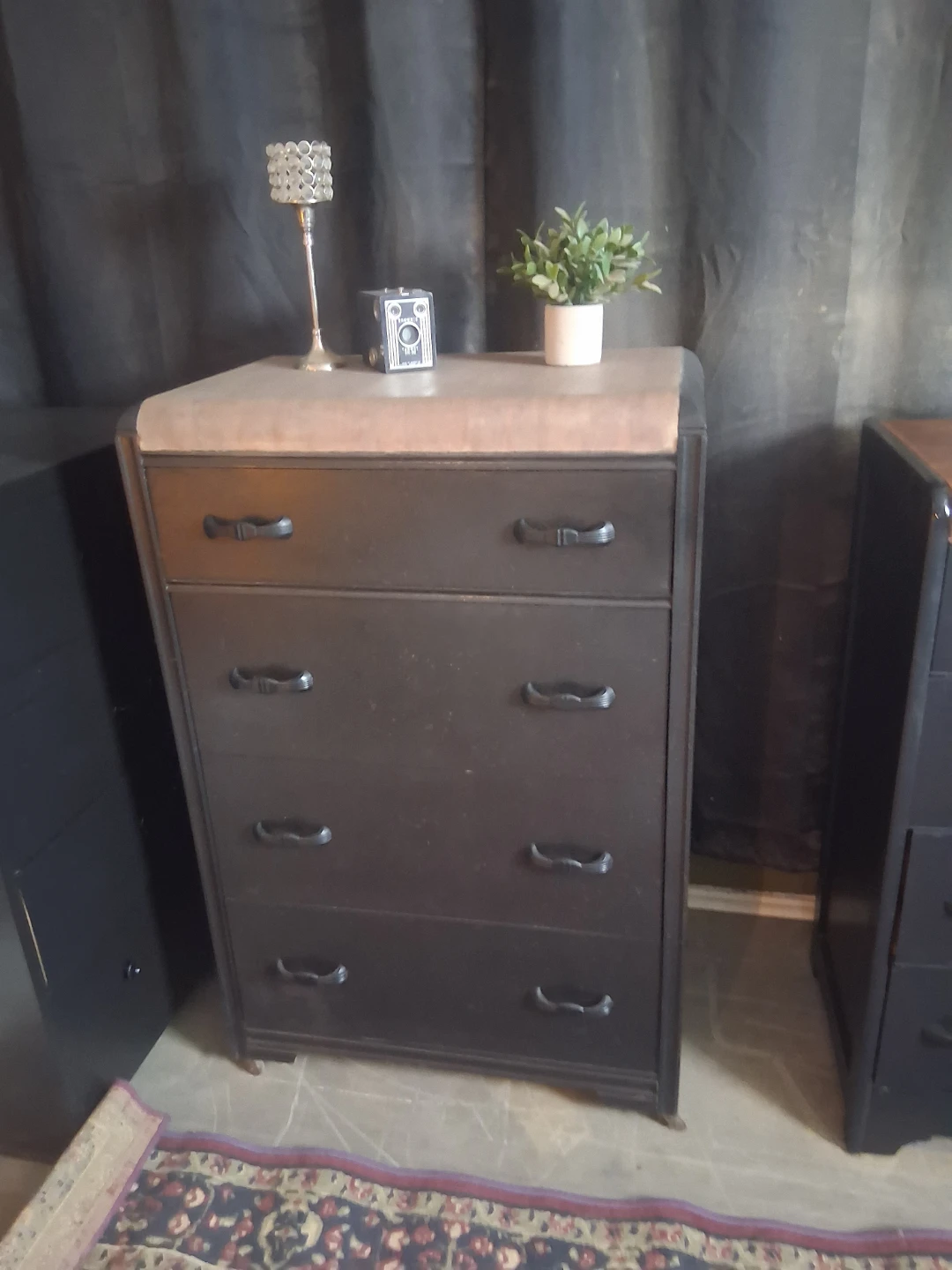 Black Four-Drawer Dresser with Padded Top - photo 2