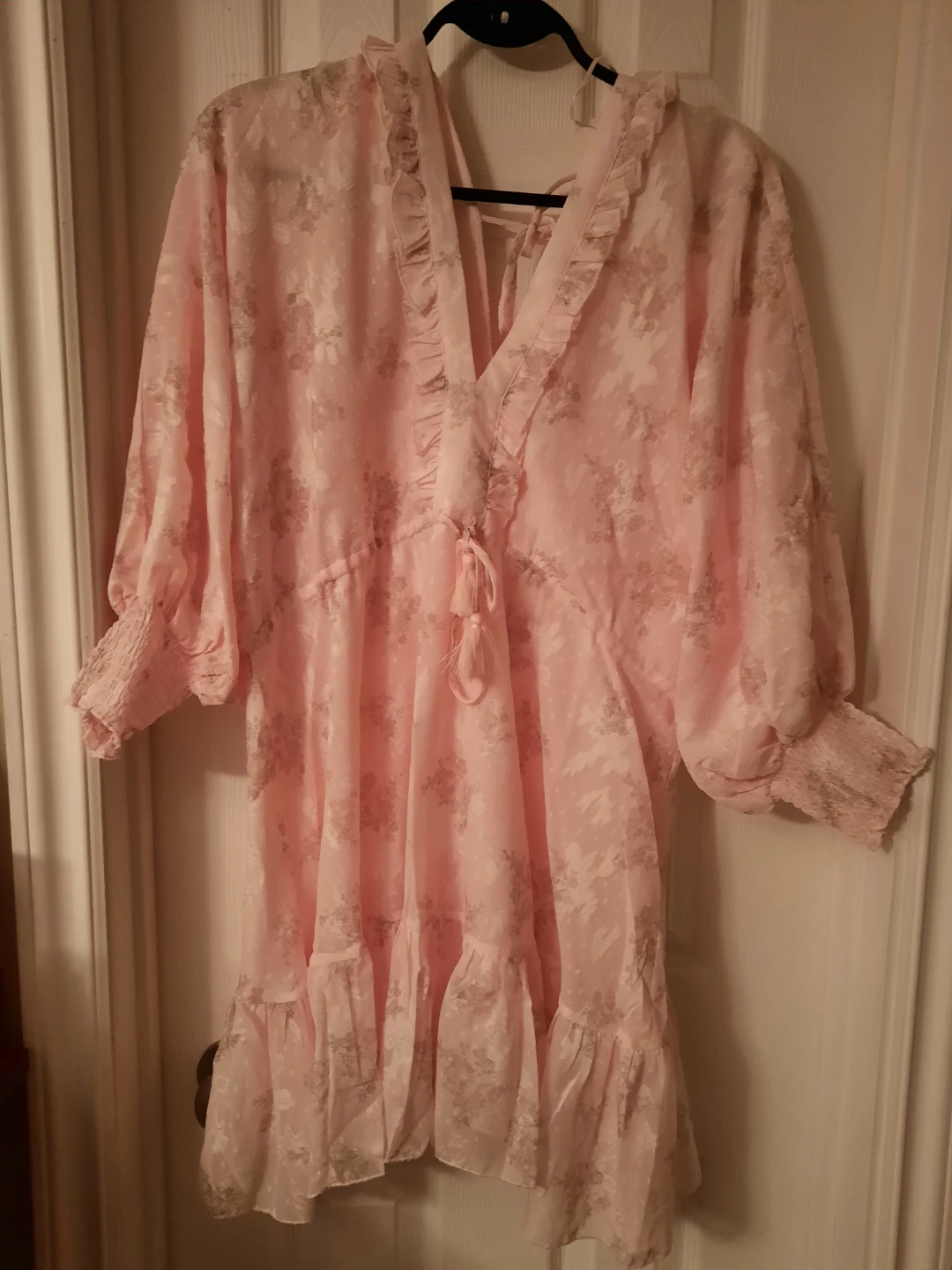 Pink Floral Ruffle Mini Dress
