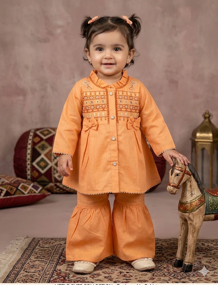 Orange Embroidered Baby Outfit - photo 3