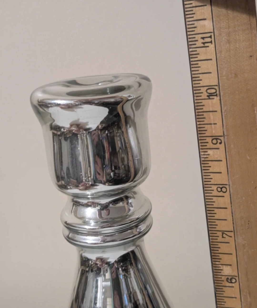 Silver Mercury Glass Candlestick Holder - photo 2