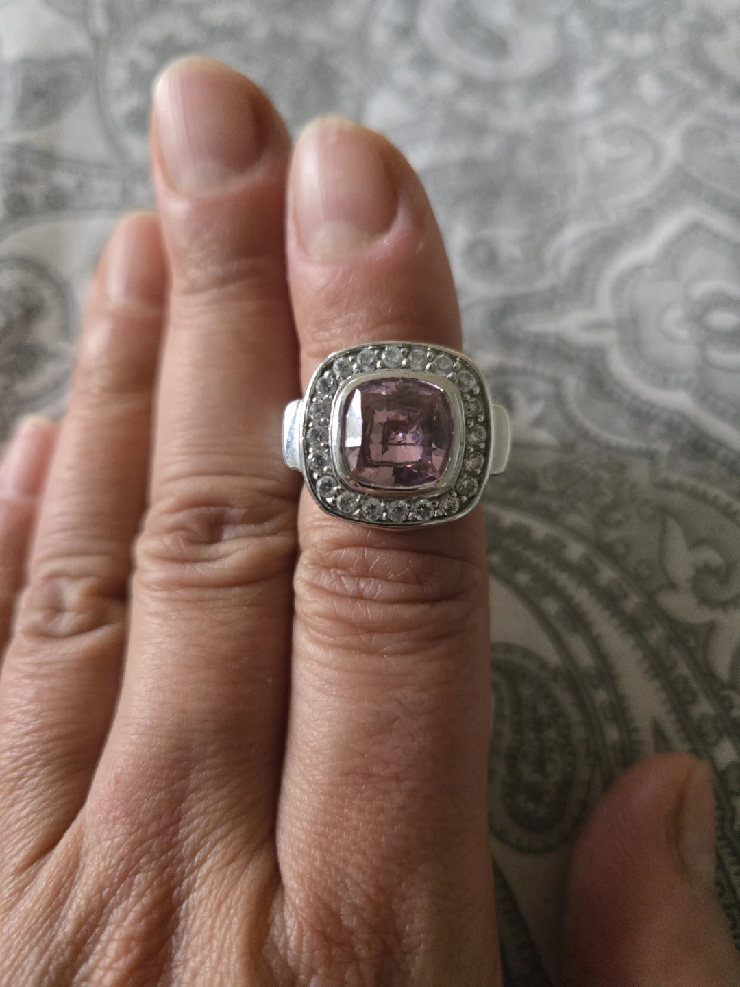 925 Sterling Silver Pink Stone Ring
