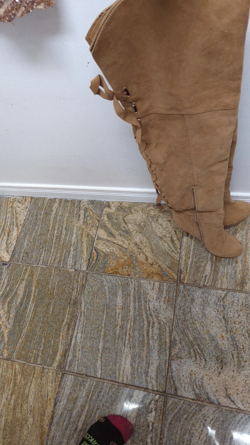 Tan Faux Suede Thigh-High Boots