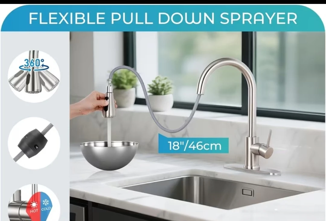 Brushed Nickel Kitchen Faucet with Pull-Down Sprayer - photo 4