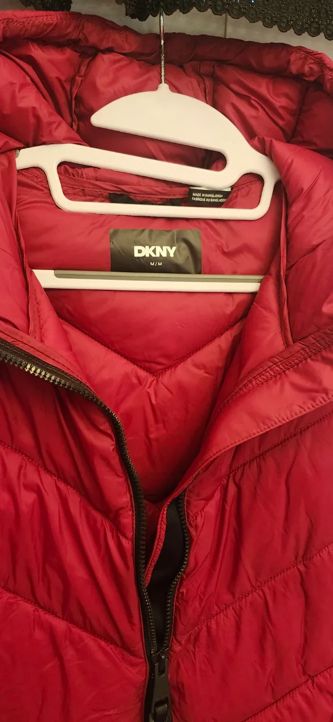 DKNY Red Quilted Hooded Jacket - Medium - photo 2
