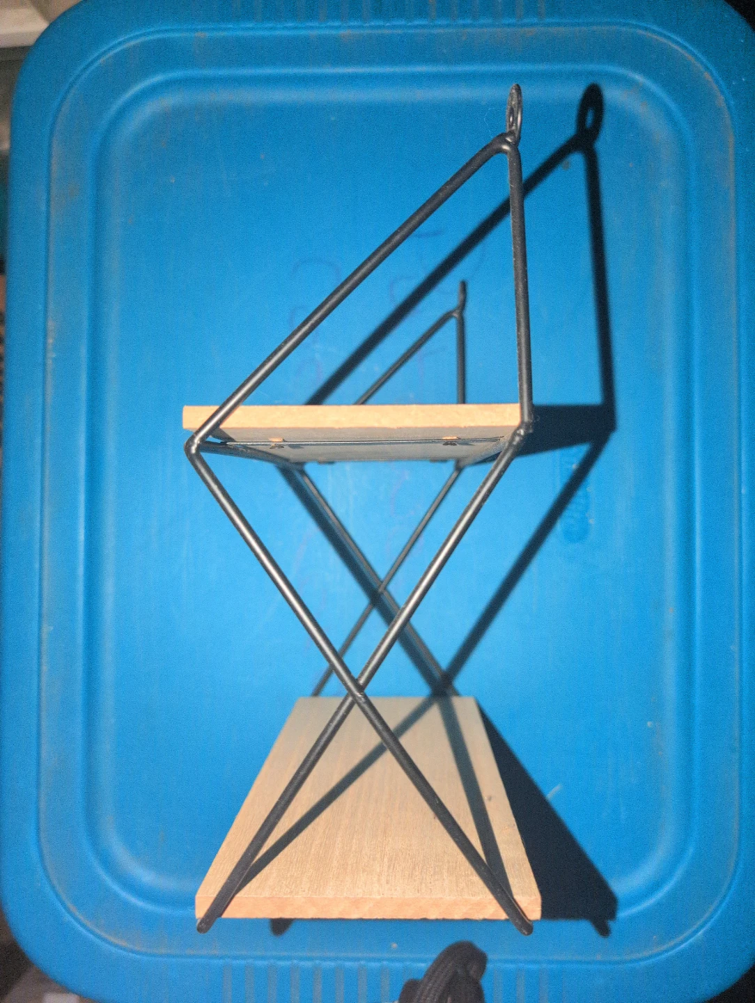 Two-tier metal and wood wall shelf - photo 2