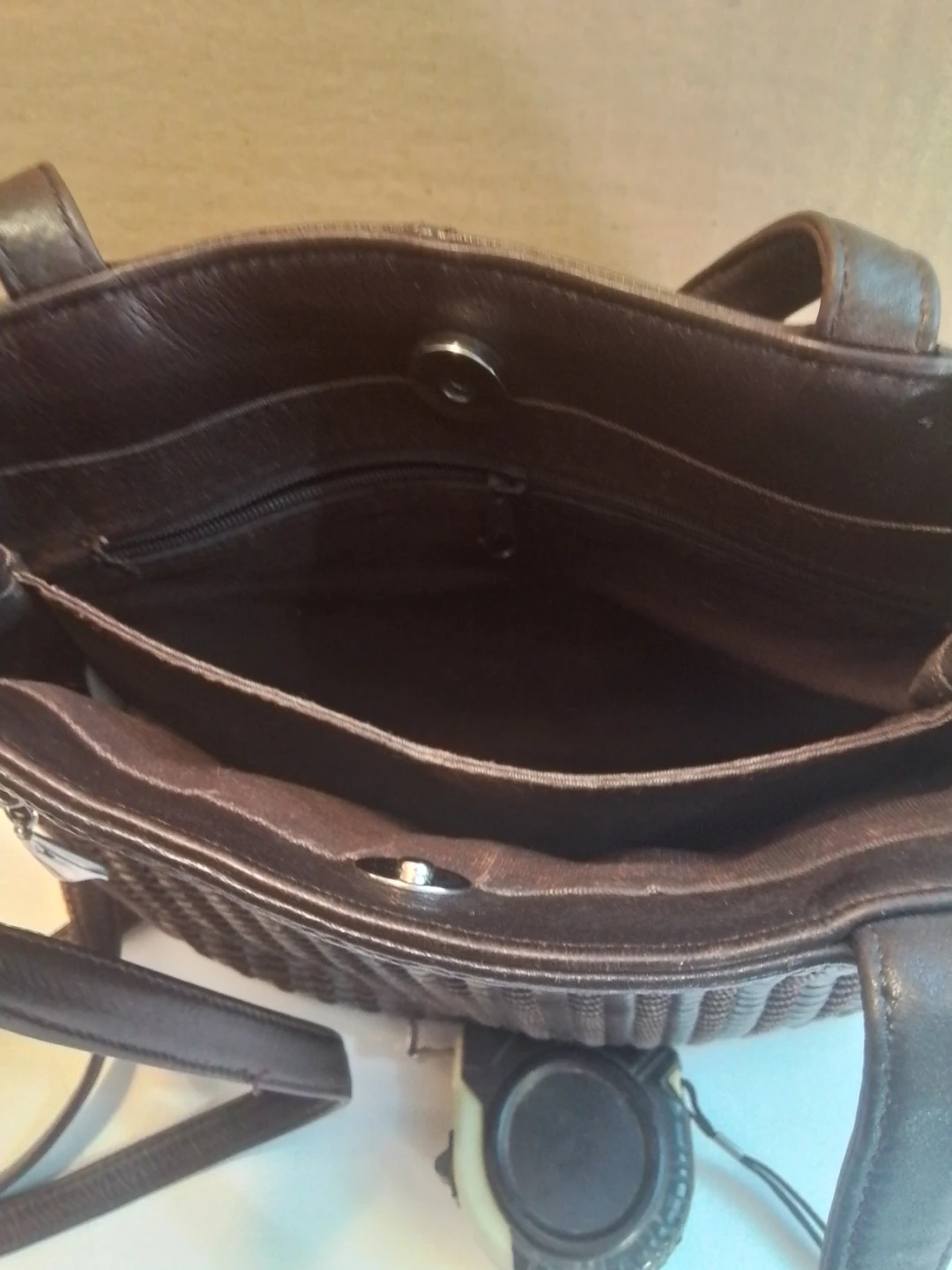 Vintage Dark Brown Leather Woven Crossbody Bag - photo 5