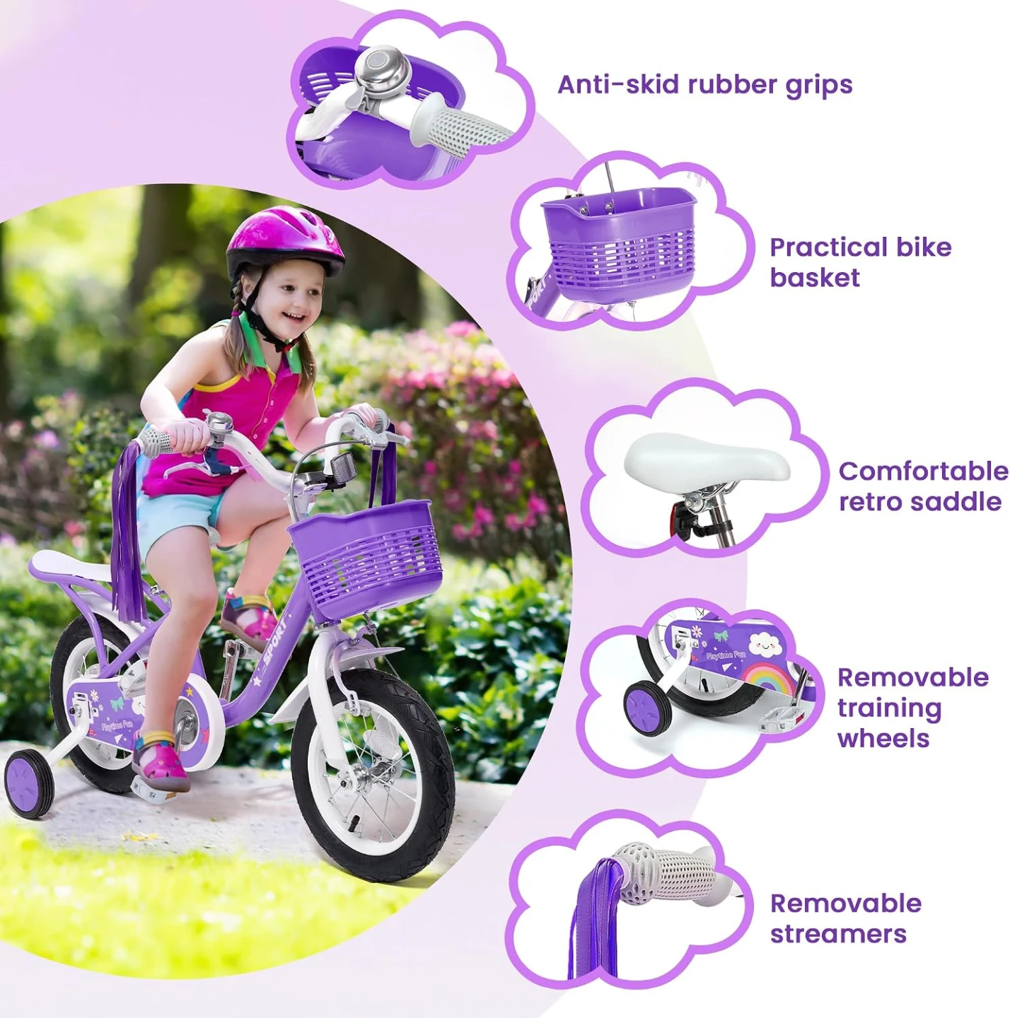 BODIOO 12 Inch Kids Bike Girls & Boys with Training Wheels - photo 2