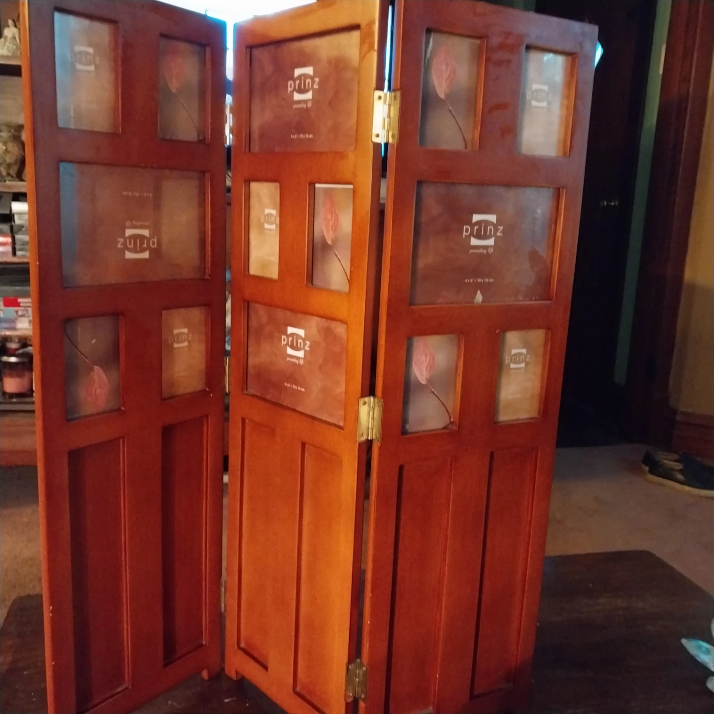 🏈Prinz Cherry Wood Three-Panel Tabletop Photo Screen🏈