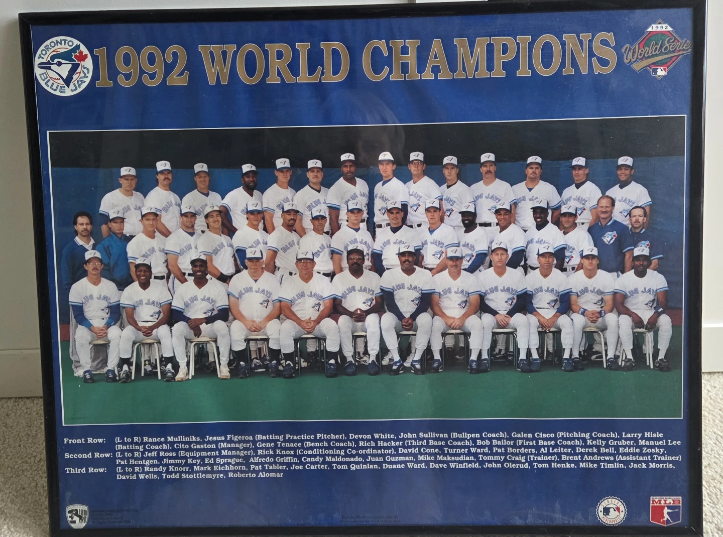 1992 Toronto Blue Jays World Champions Team Photo