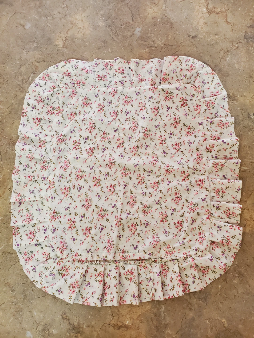 Vintage Handmade Floral Ruffled Pillow Sham 🏈 - photo 2
