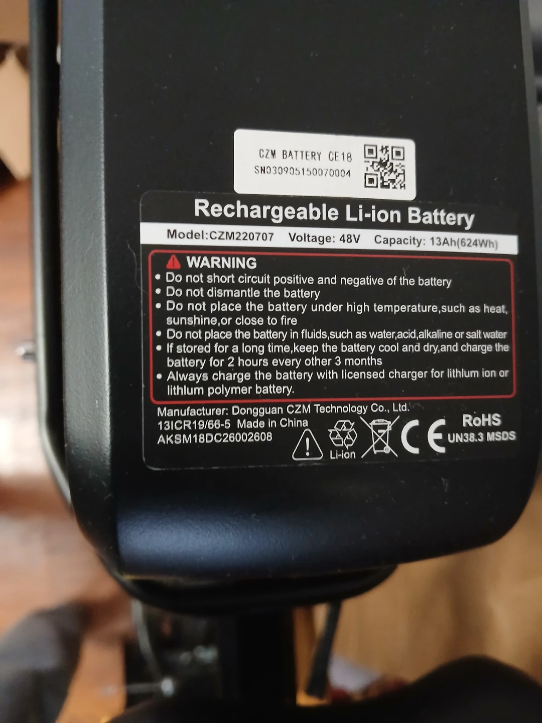 Varstrom 750W motor and 48V 13Ah E-bike Battery - photo 3