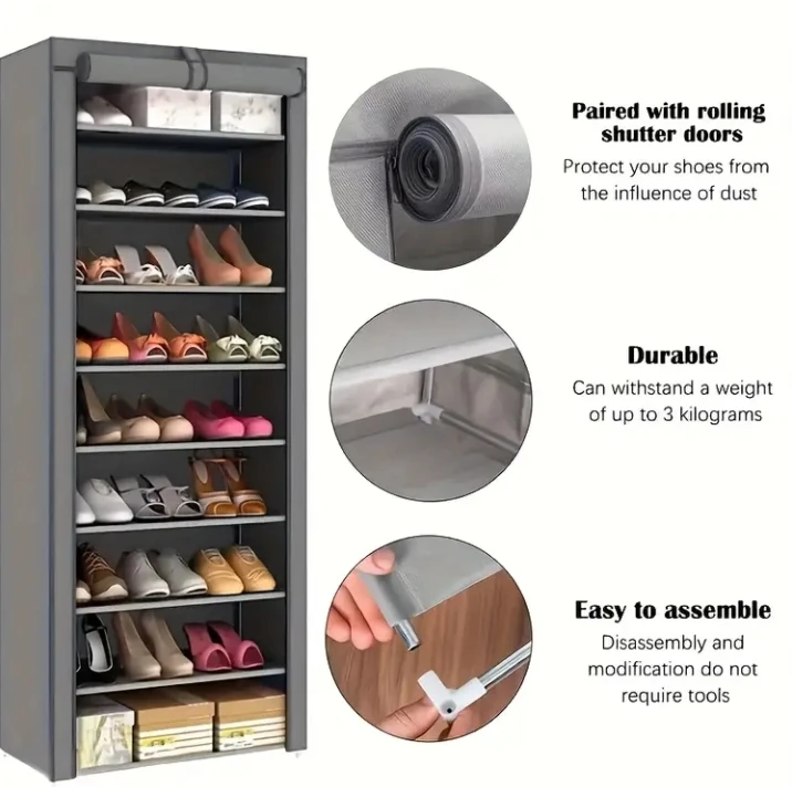 (BRAND NEW) 27 Pairs Dustproof Shoe Rack Organizer Grey