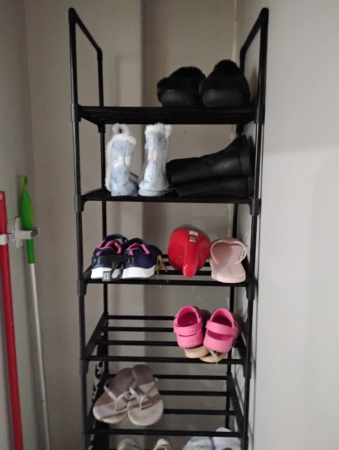Tall black 8-tier shoe rack