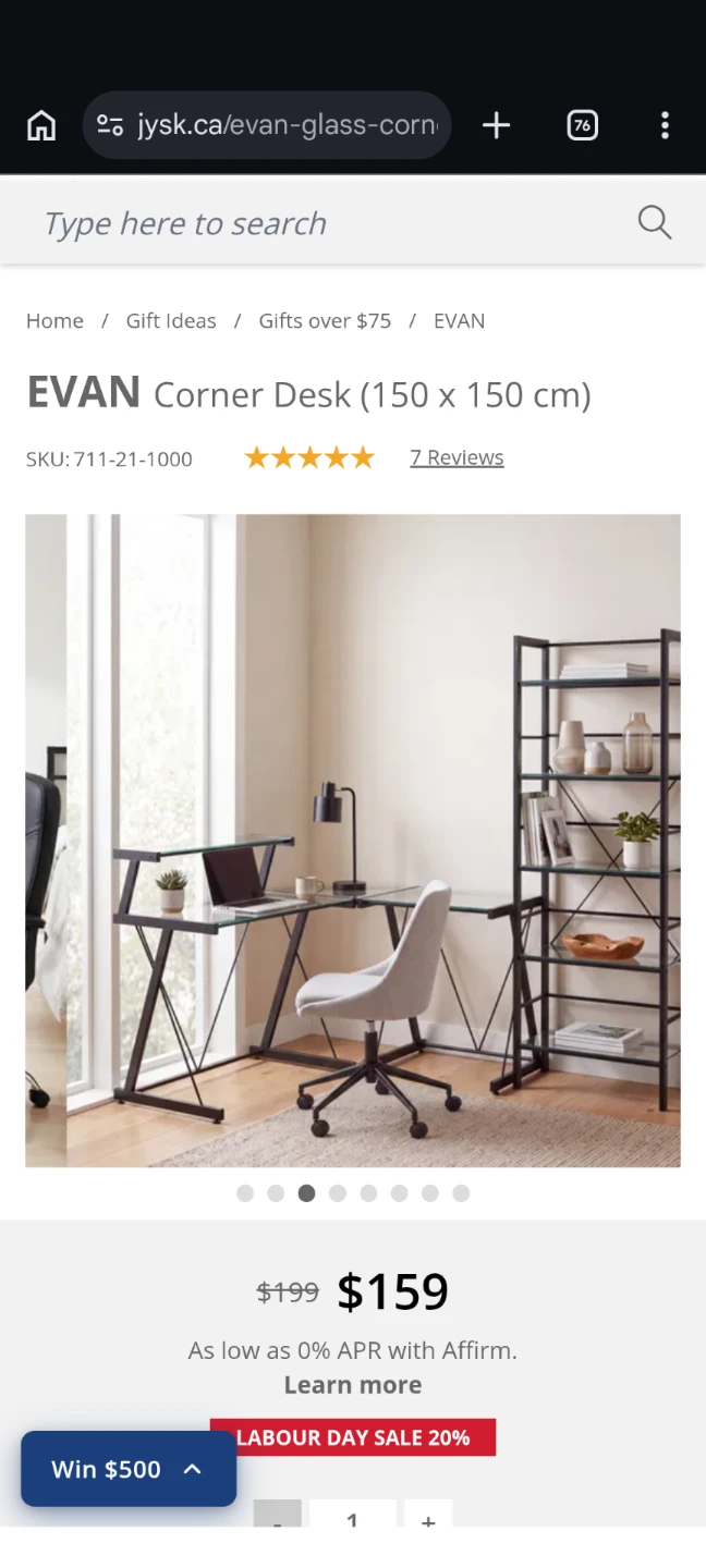 JYSK EVAN Corner Desk (150 x 150 cm)