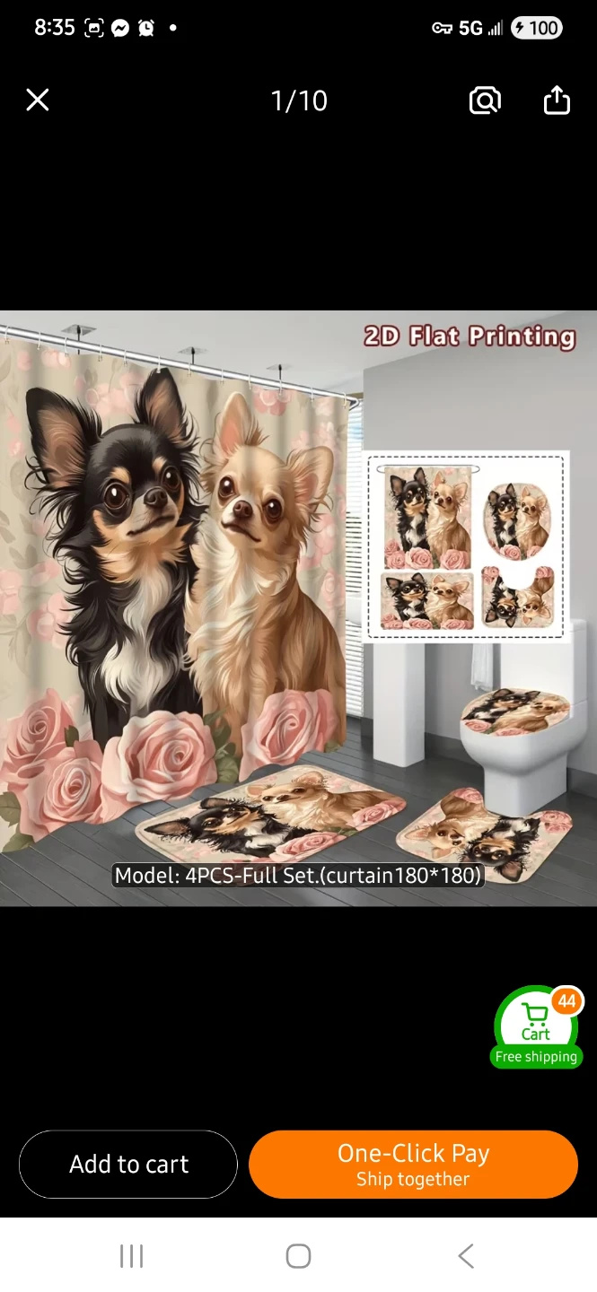 NEW Chihuahua and Rose Bathroom Set