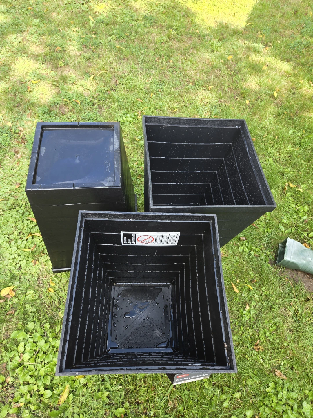Set of 3 Black Rectangular Planters - photo 2