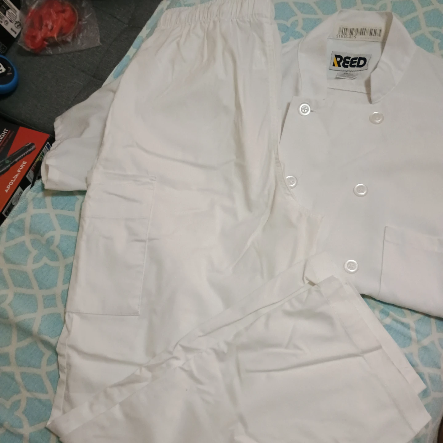 White Chef Coat and Pants Set - photo 4