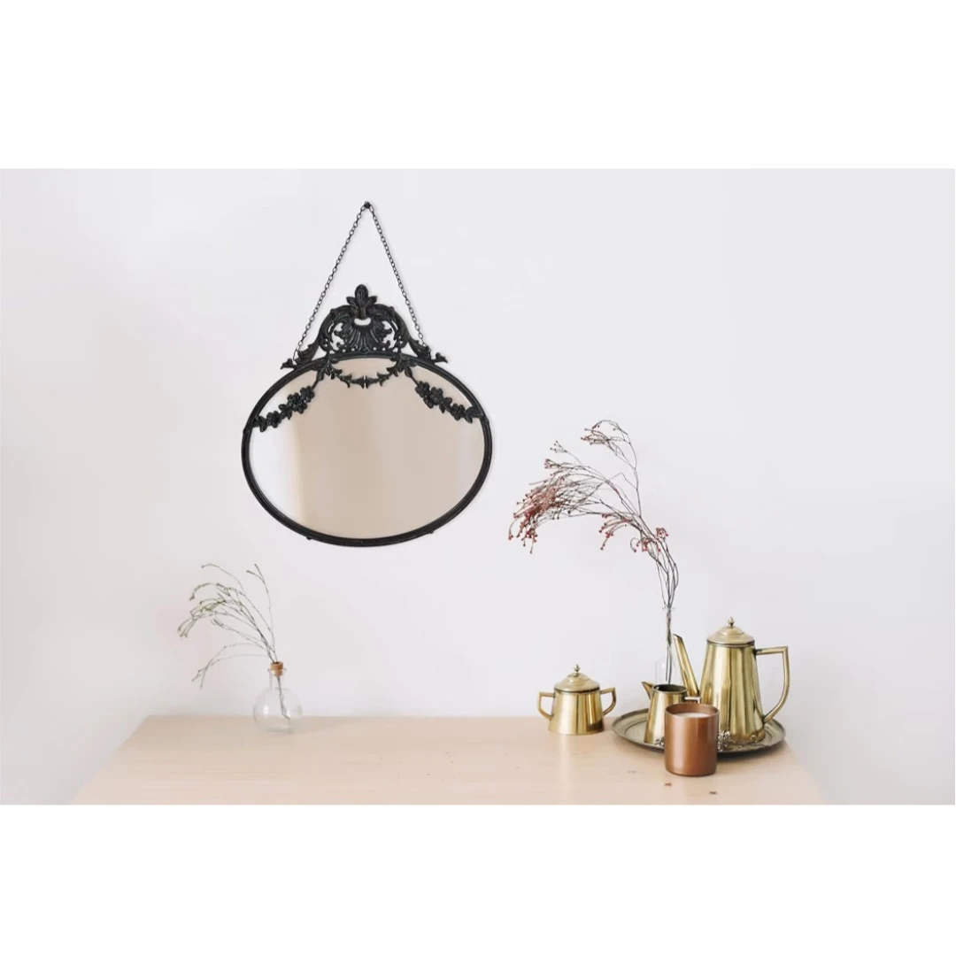 Creative Co-Op Vintage Pewter Framed Wall Mirror | Black - photo 5