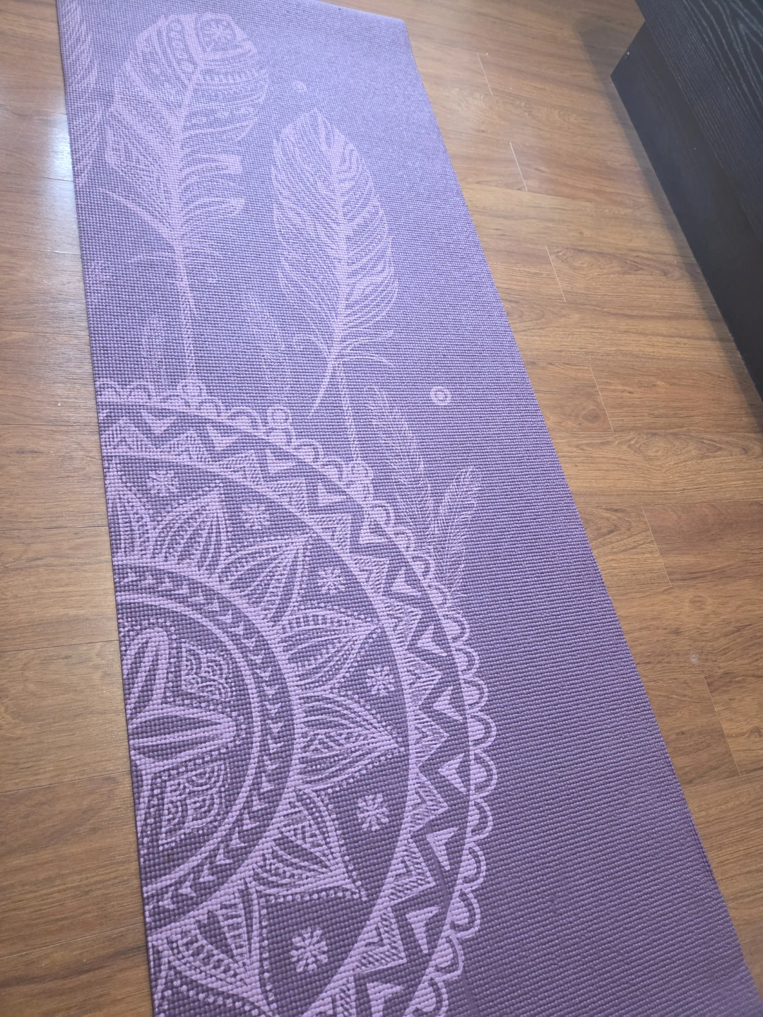 Purple Yoga Mat with Feather Design
