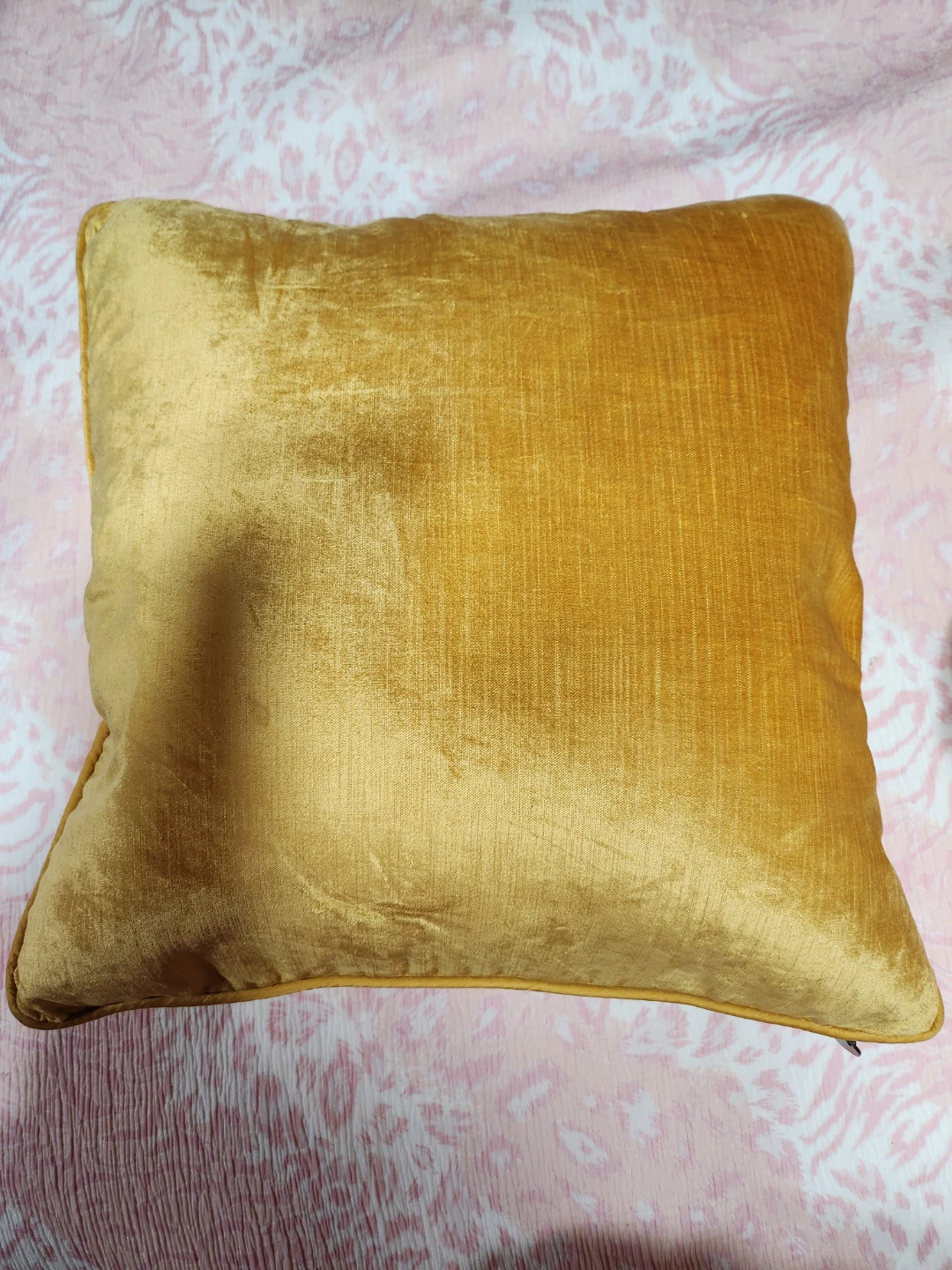 Gold velvet throw pillow
