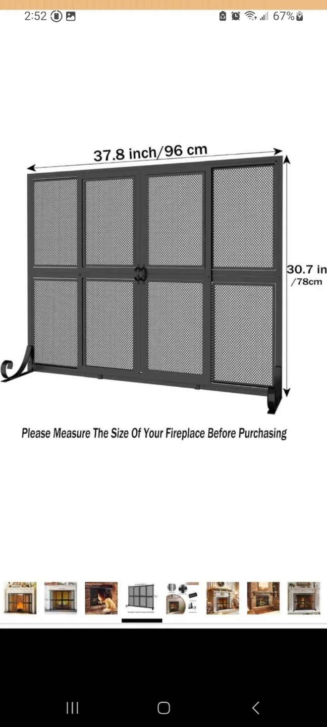 Large Wrought Iron Fireplace Screen with Sliding Doors - photo 3