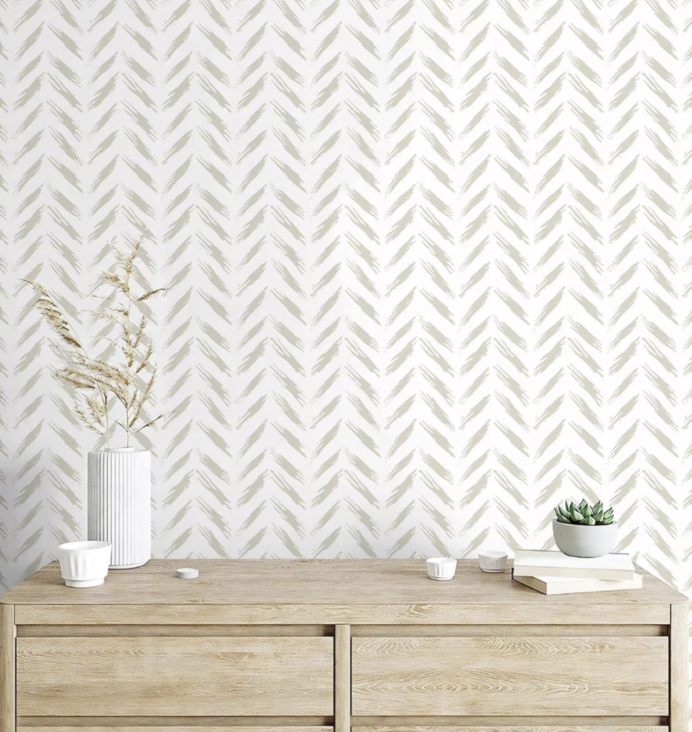 Modern Peel & Stick Beige Wallpaper 17.3"×196.8"