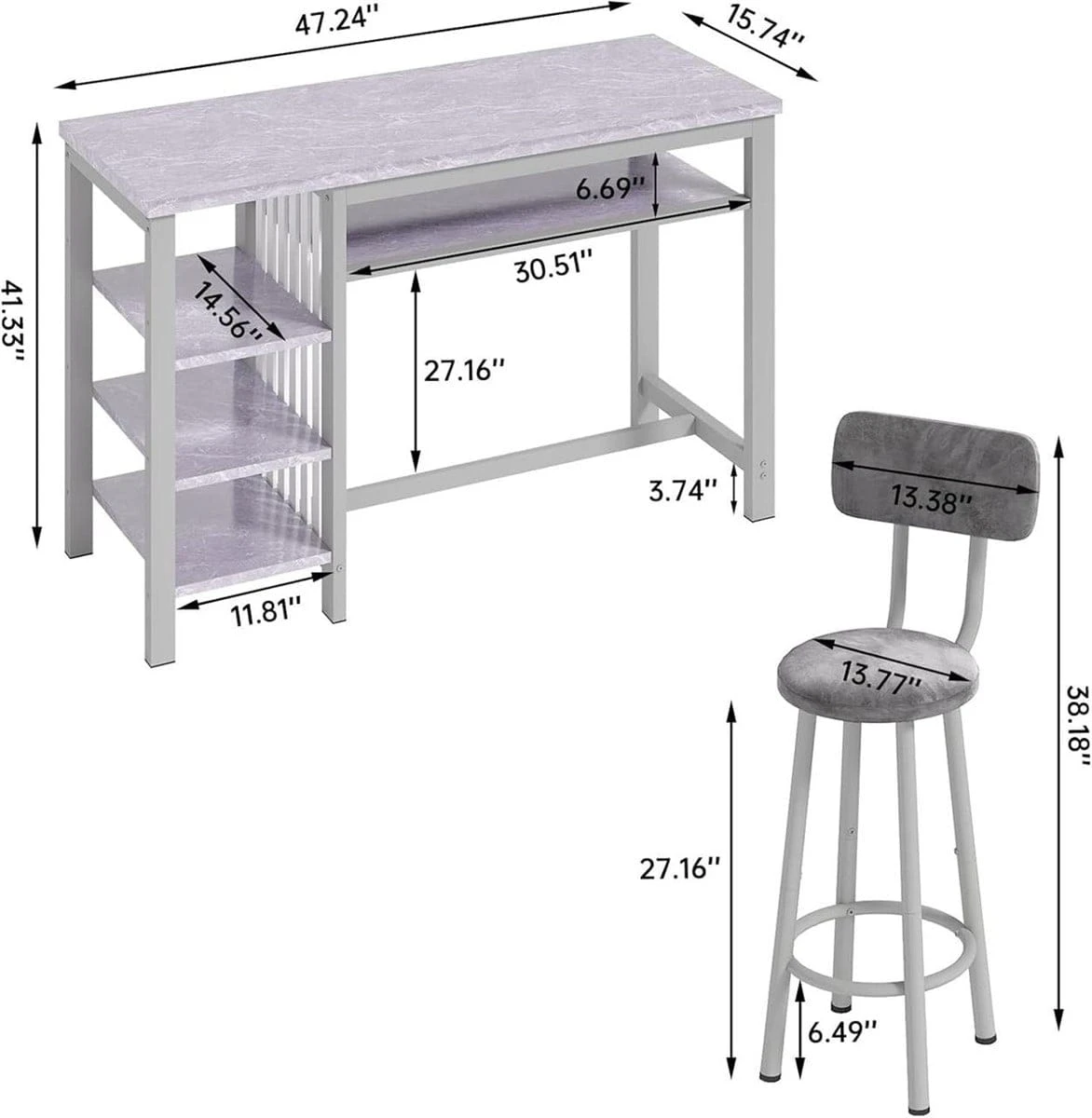 Kitchen Bar Table with 2 Stools - photo 2