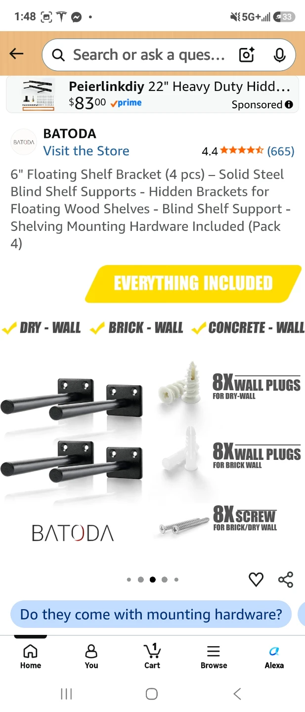 BATODA 6 inch Floating Shelf Brackets (4 pcs) - photo 3