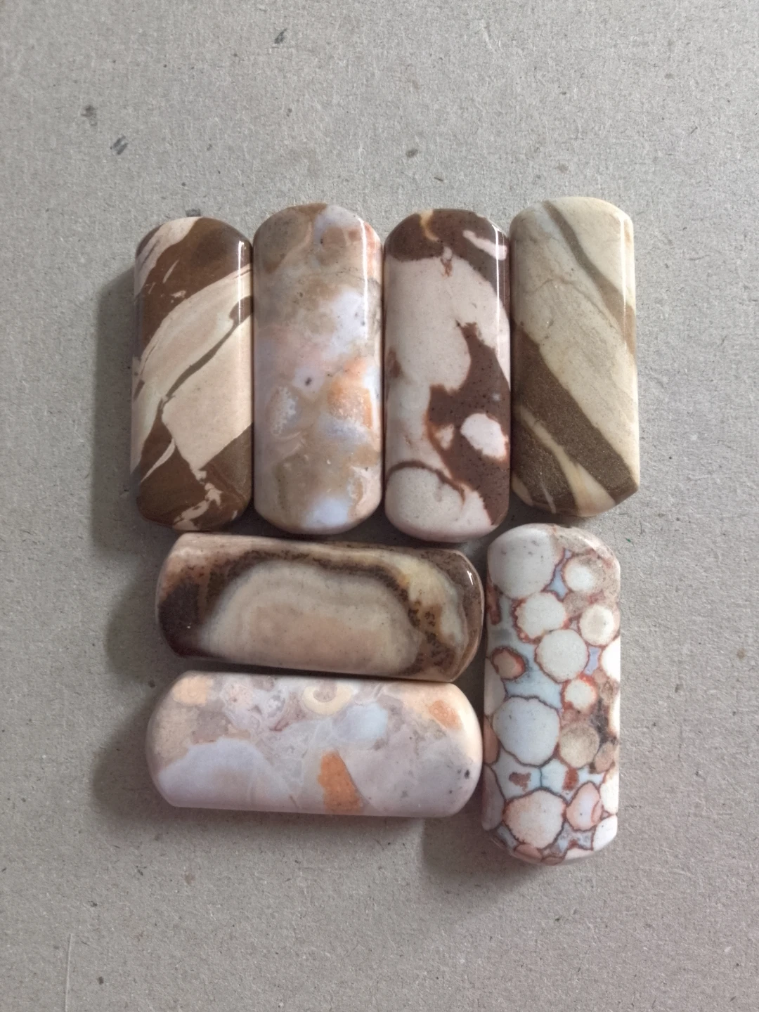 Set of 6 Polished Jasper Stone Cabochons 🏈