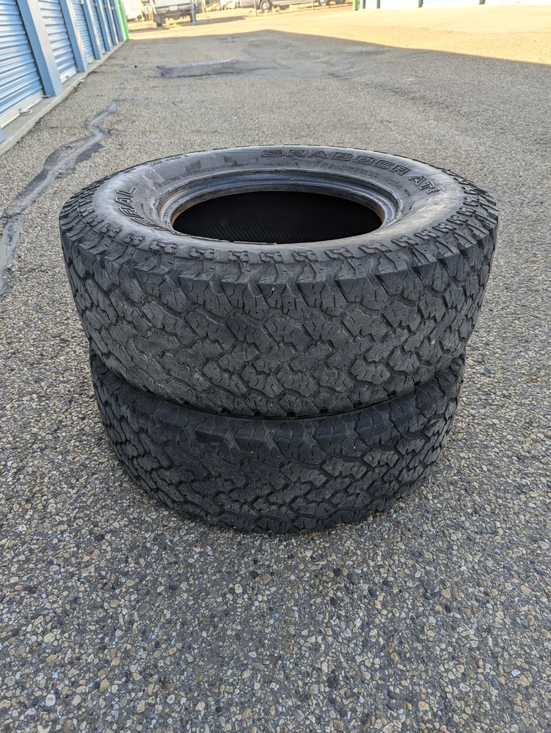 Two LT265/75R16  General Grabber AT2 Tires
