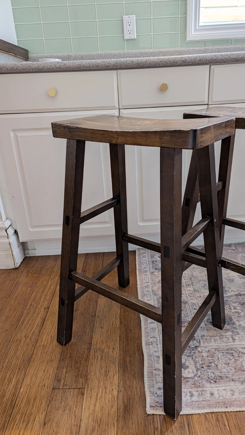 Set of 3 Wooden Bar Stools - photo 2