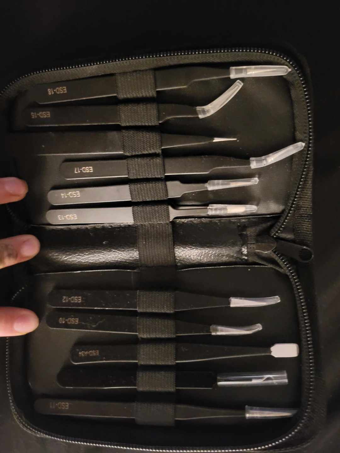 ESD Precision Tweezer Set in Carrying Case