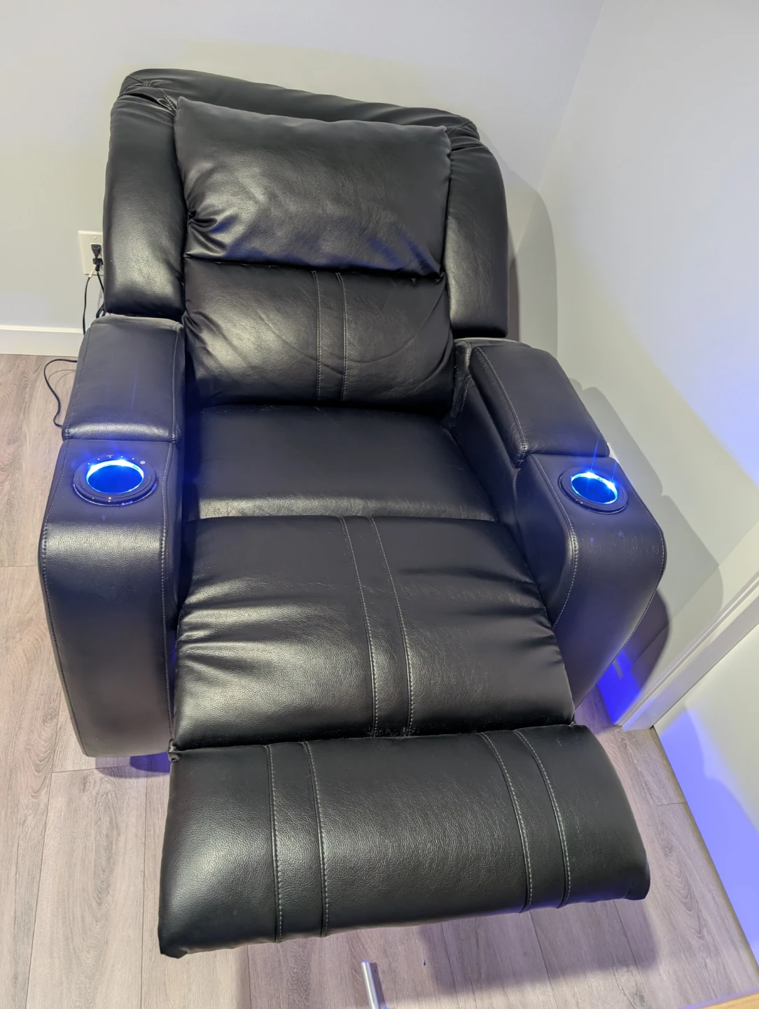 Black Power Recliner with LED Cup Holders - photo 4