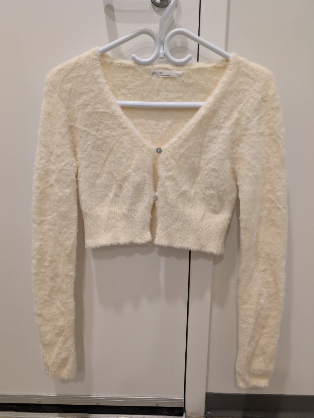 Oak + Fort fuzzy cream cardigan