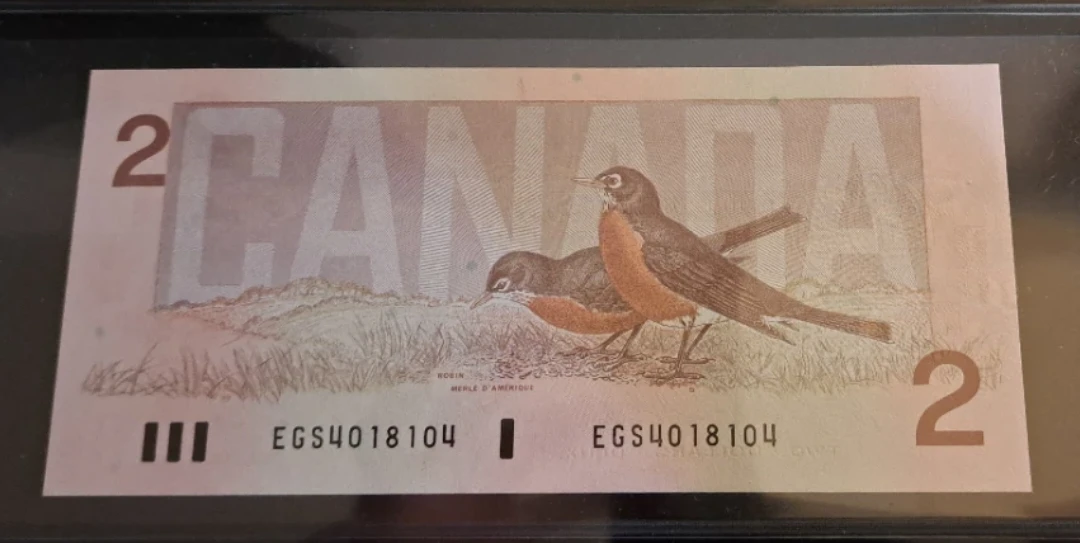 1986 $2 Bank of Canada, 4-Digit Radar Note, ChUNC 62