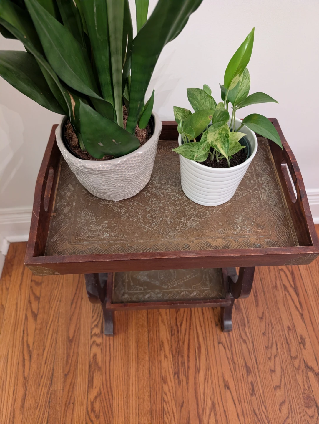 Woden side table with etched brass inlay - photo 2