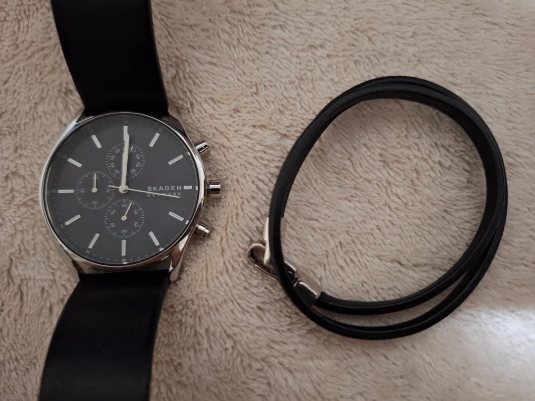 Mens Skagen Denmark chronograph Black dial/ Blue Band - photo 3
