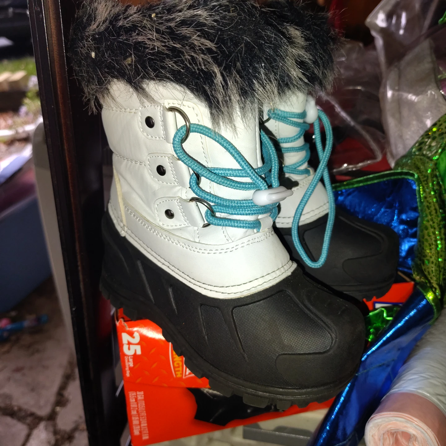 White and Black Winter Boots