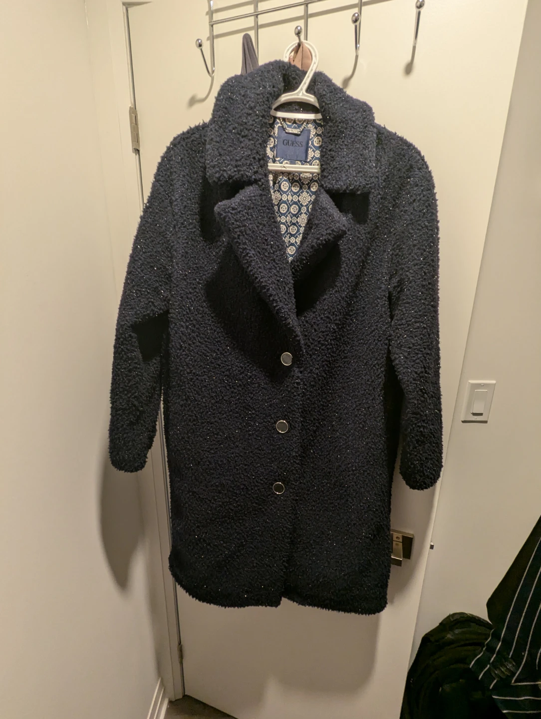 GUESS Navy Sparkle Teddy Coat - photo 2