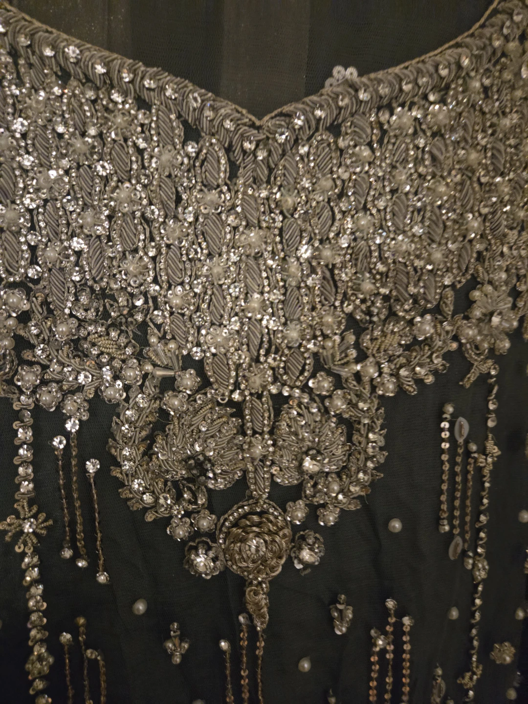 Dark Grey Embellished Traditional Pakistani Dress - photo 2