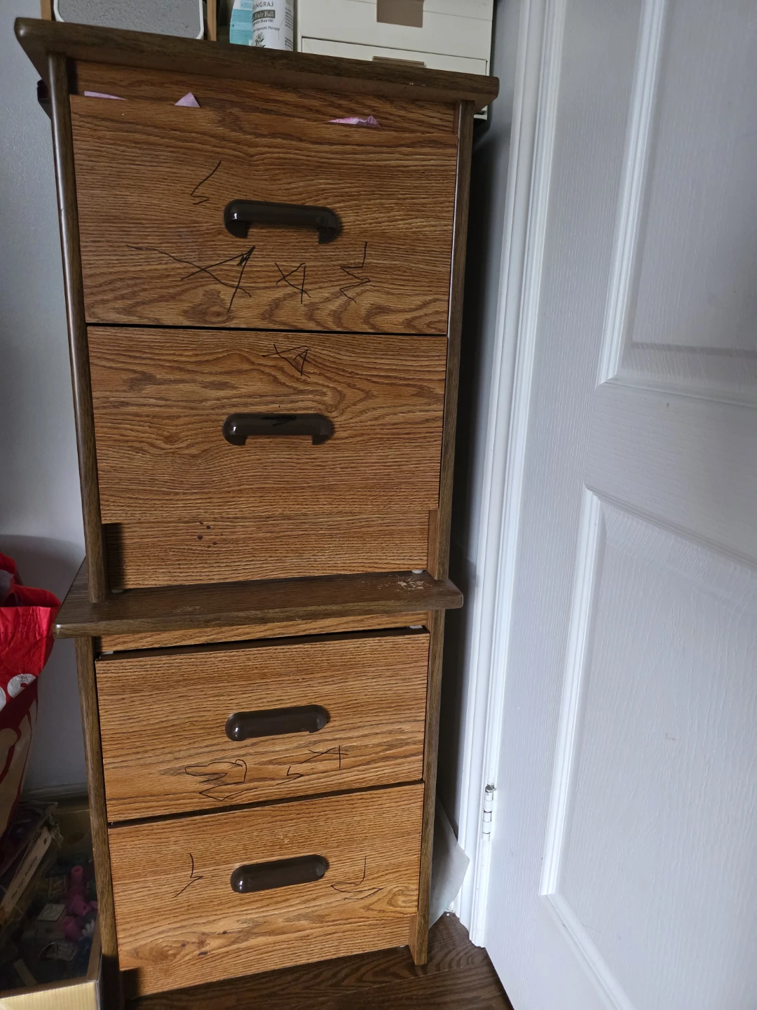 Two drawer wood grain dresser